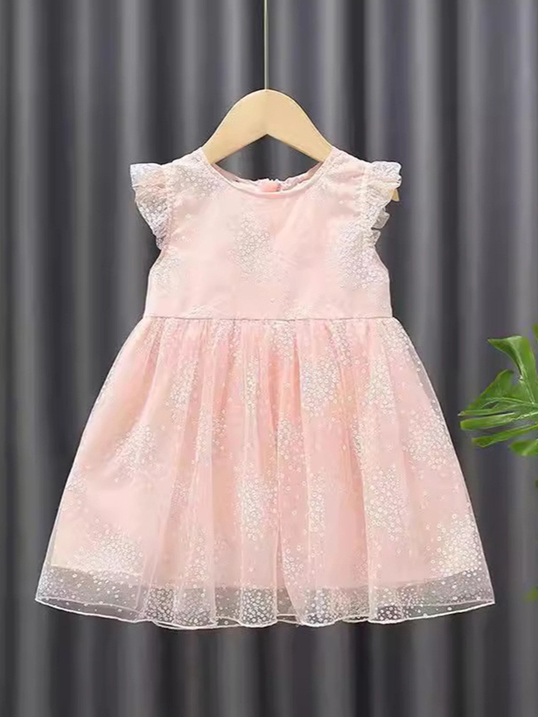 YK Girls Floral Print Tulle Fit & Flare Dress