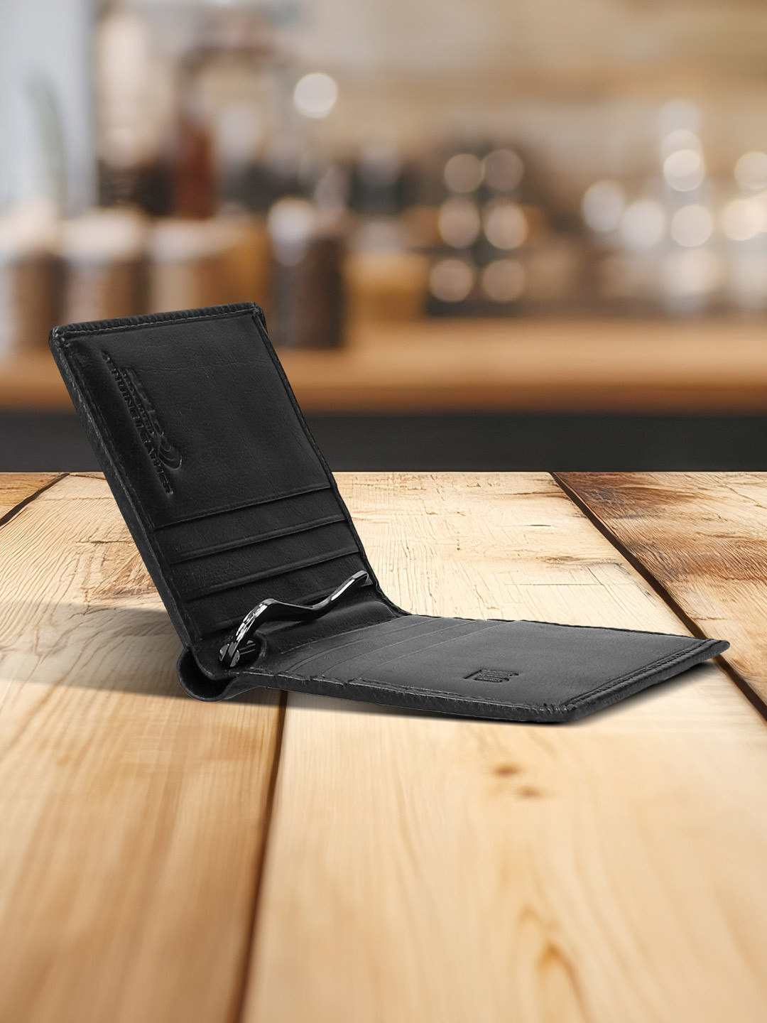 BAGATT Men Leather Money Clip with SD Card Holder