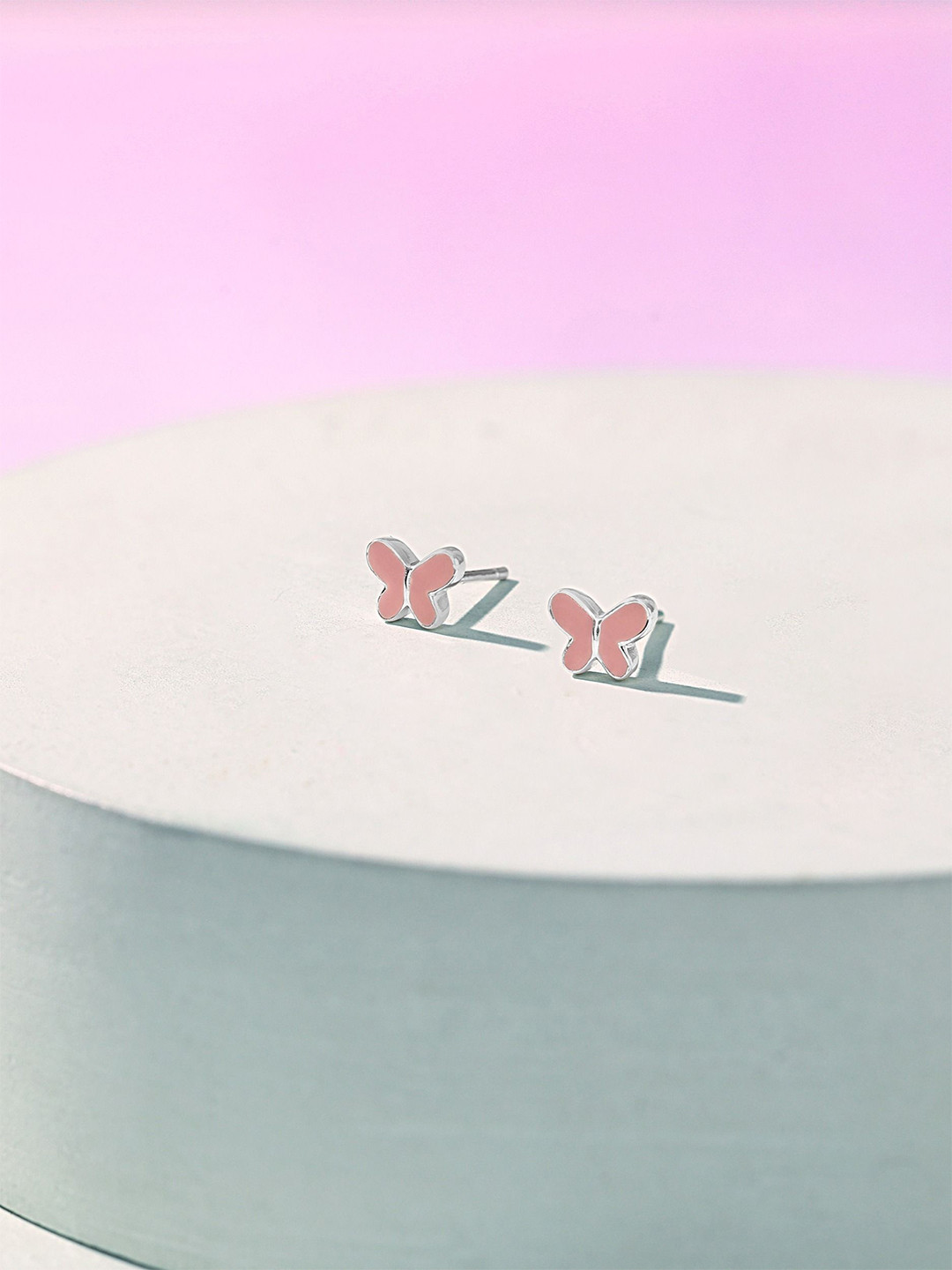 ShimmerTots Girls 925 Sterling Silver Rhodium-Plated Teenie Tiny Butterfly Studs Earrings