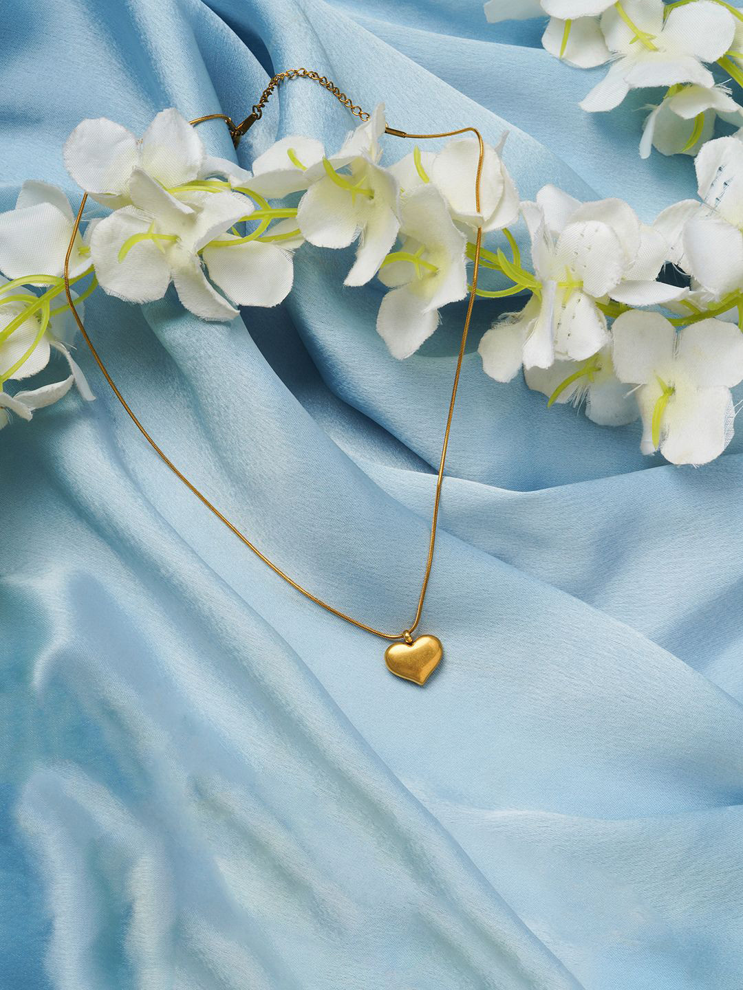TOS 18KT Gold-plated Stainless Steel Heart Pendant With Chain