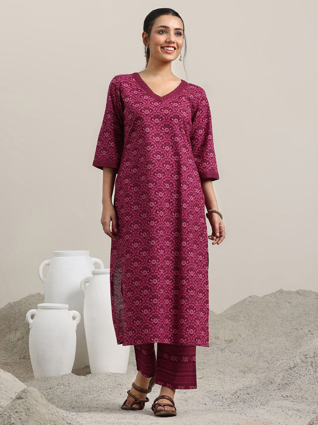 Libas Women Floral Printed Kurta with Trousers