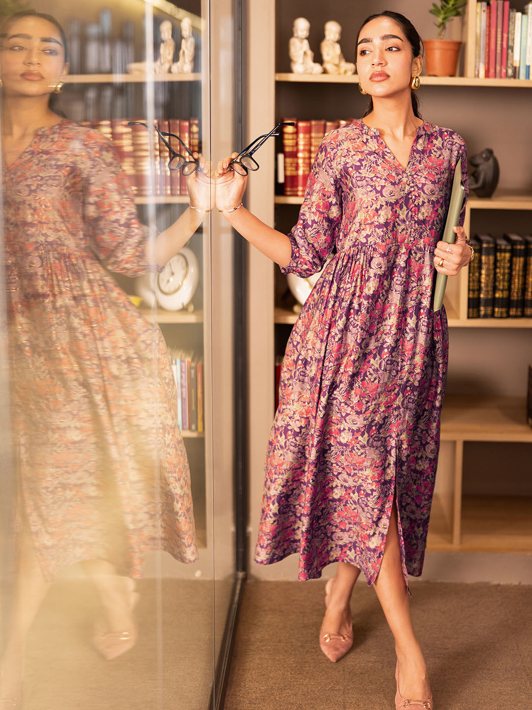 Gerua By Libas Women Floral Printed Gathered Or Pleated A-Line Dress