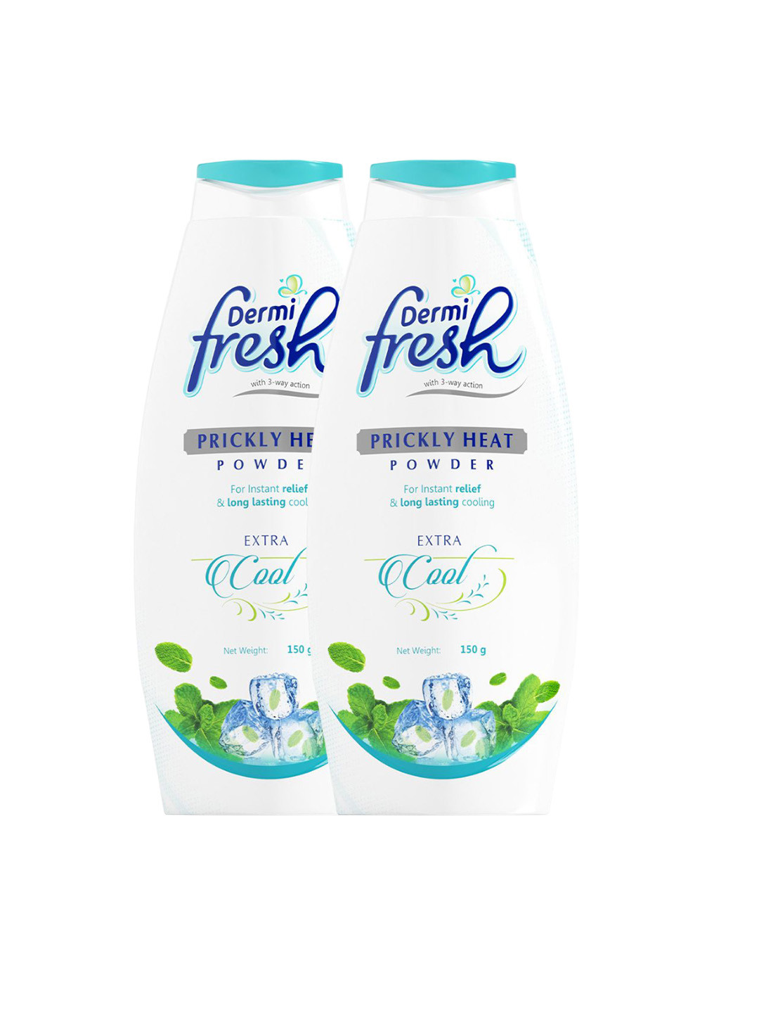 DERMIFRESH Set Of 2 Extra Cool Prickly Heat Powder- 150 g Each
