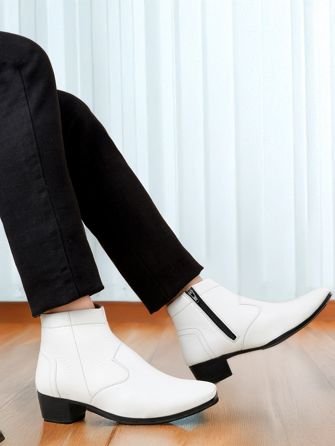 Bxxy Men 2 Inch Heel Height Increasing Formal Slip-on Zipper Boots