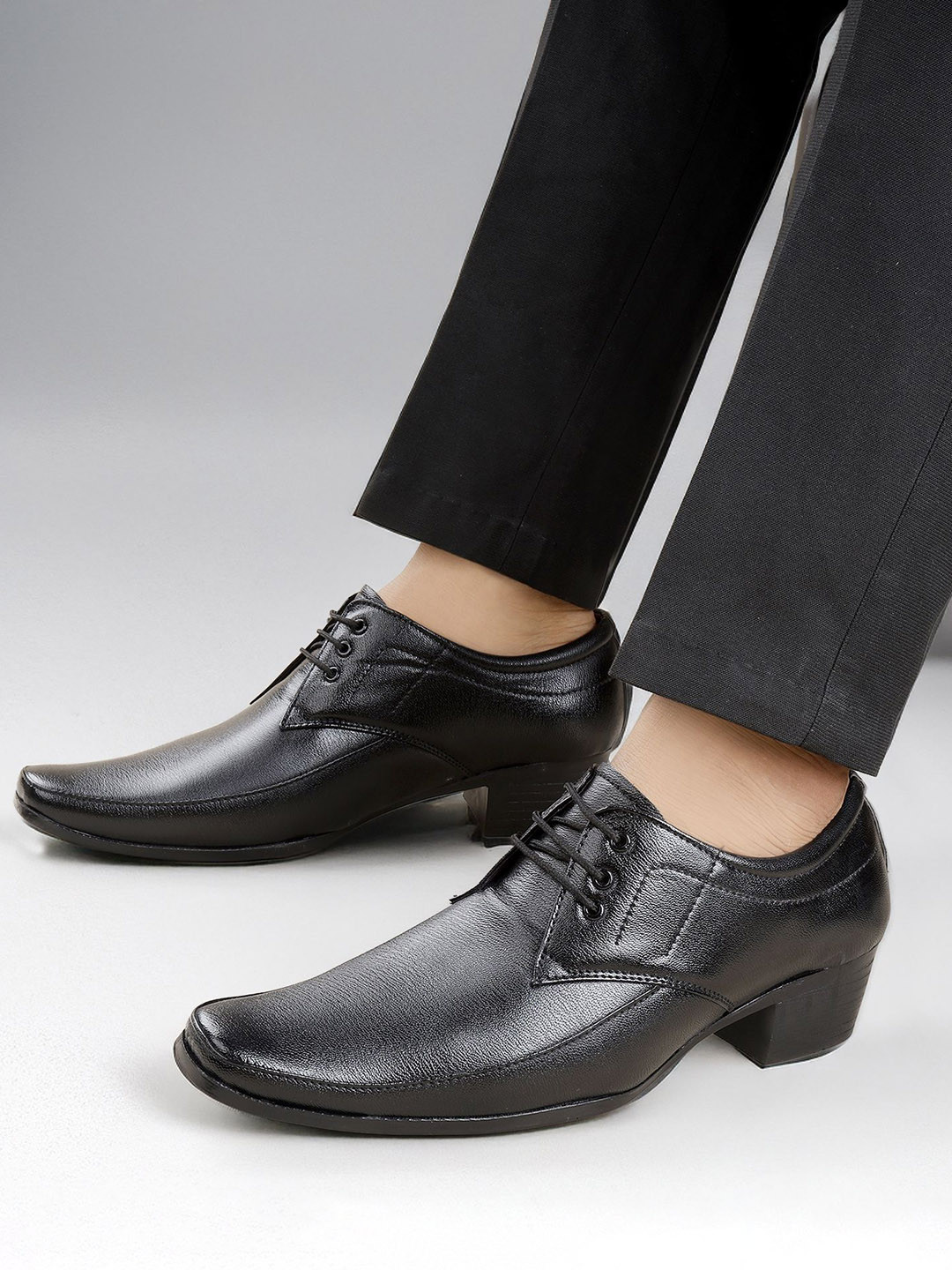 Bxxy Men 2 Inch Heel Height Increasing Formal Derby Lace-up Shoes