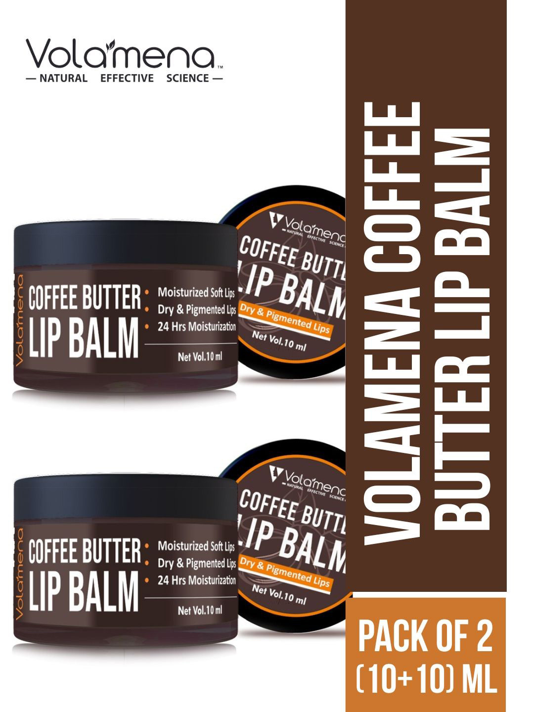 Volamena Set Of 2 Coffee Butter Lip Balm For Dry & Pigmented Lips - 10 ml Each