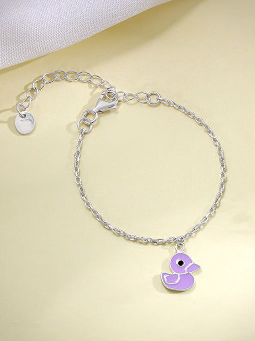 GIVA Kids Set Of 2 925 Sterling Silver Plated Ducks Anklets