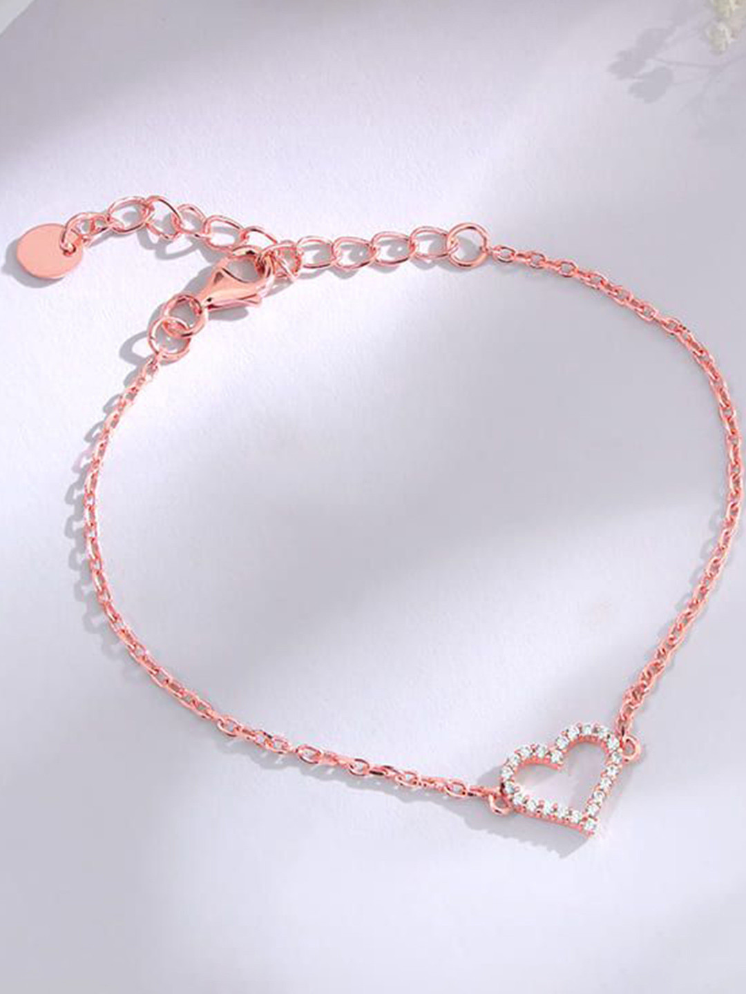 GIVA Kids Set Of 2 925 Sterling Silver Rose Gold-Plated Hearts Anklets