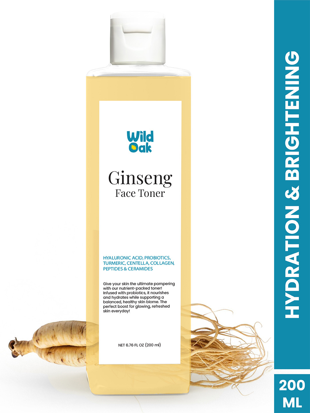 Wild Oak Ginseng Face Toner with Hyaluronic Acid+Probiotic+Peptide & Ceramide - 200 ml