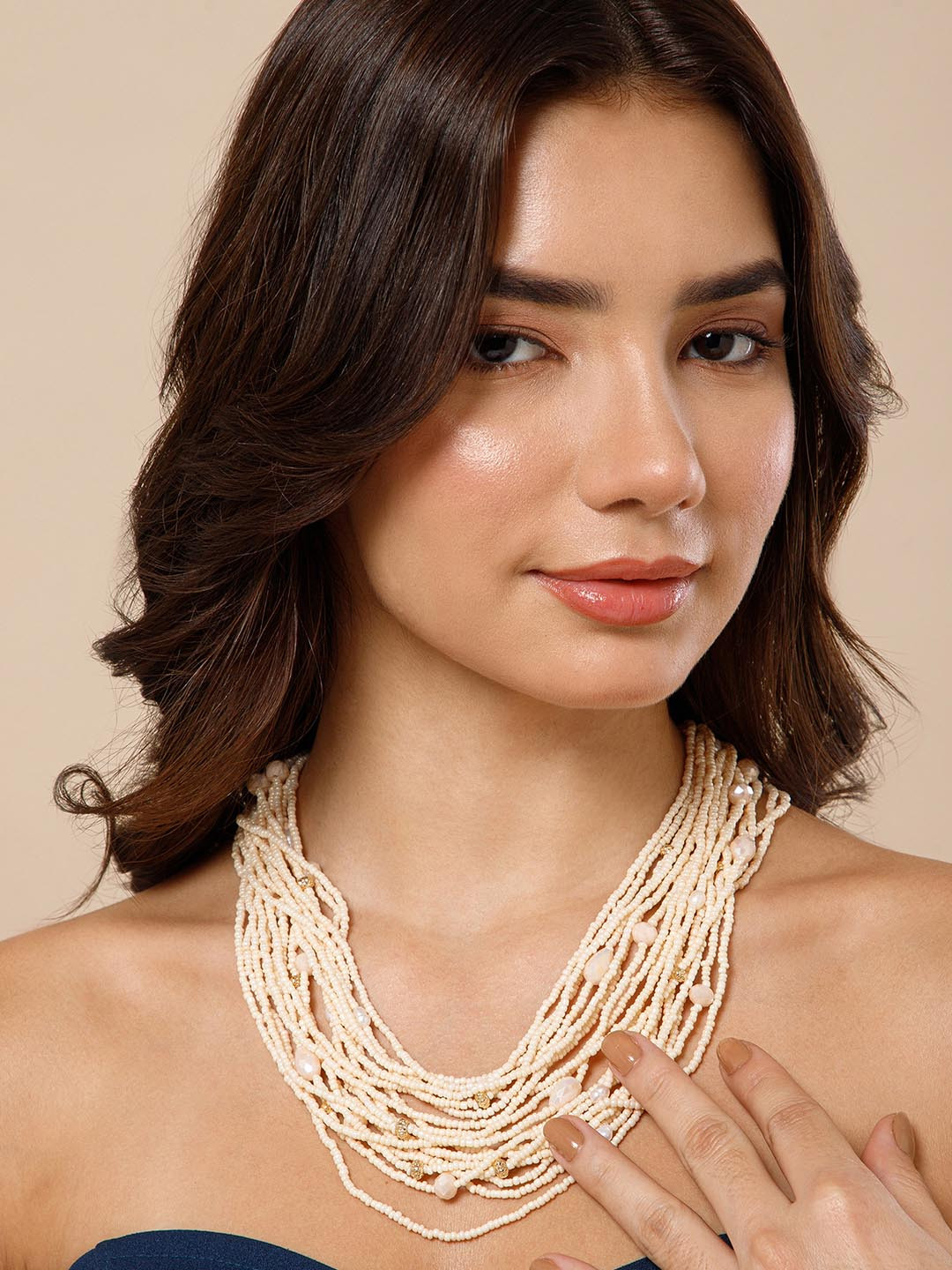Maasha Statement Glossy Square Stone Necklace