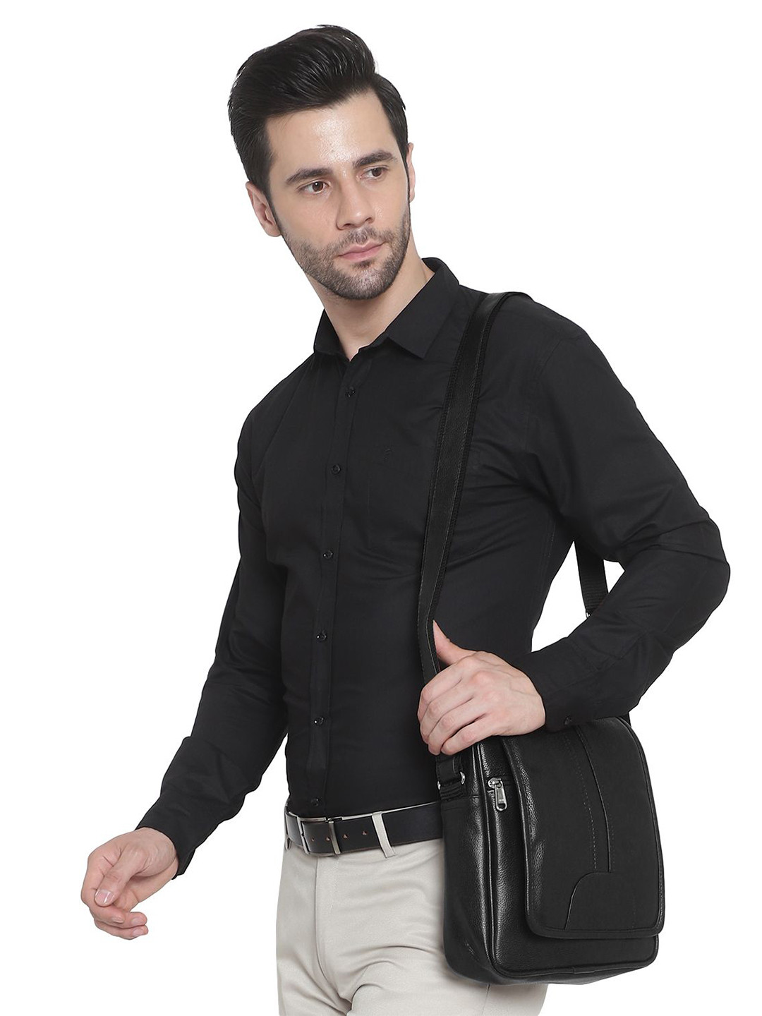 ICHIEF Men Textured PU Sling Bag