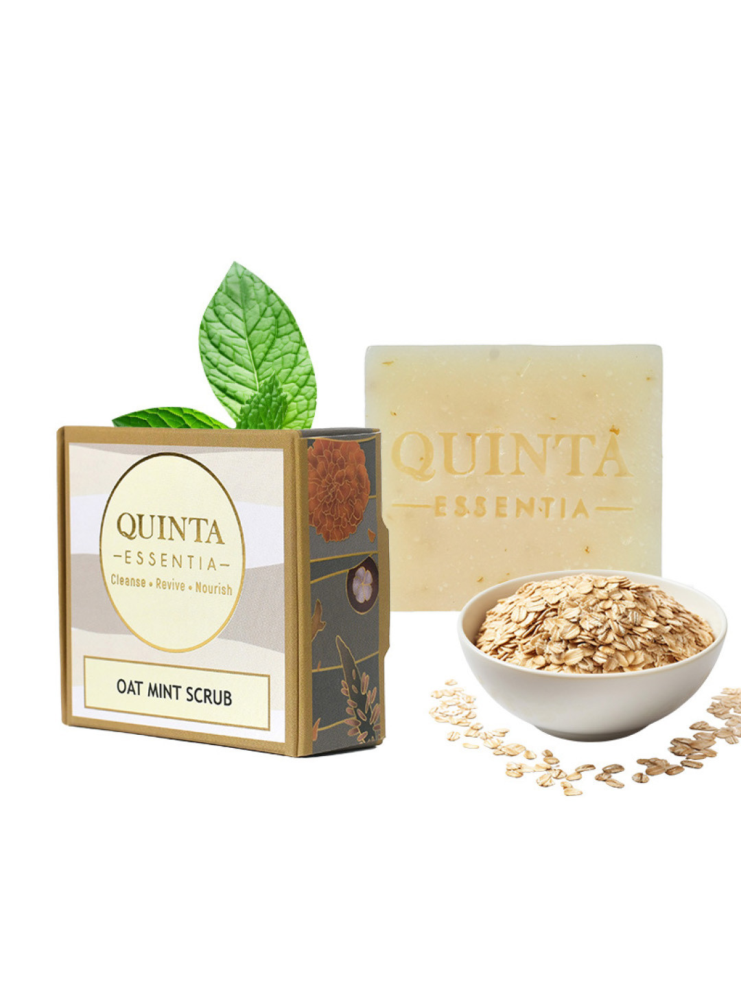 Quinta Essentia Organic Set Of 2 Oat Mint Scrub Organic Soap - 100 g Each