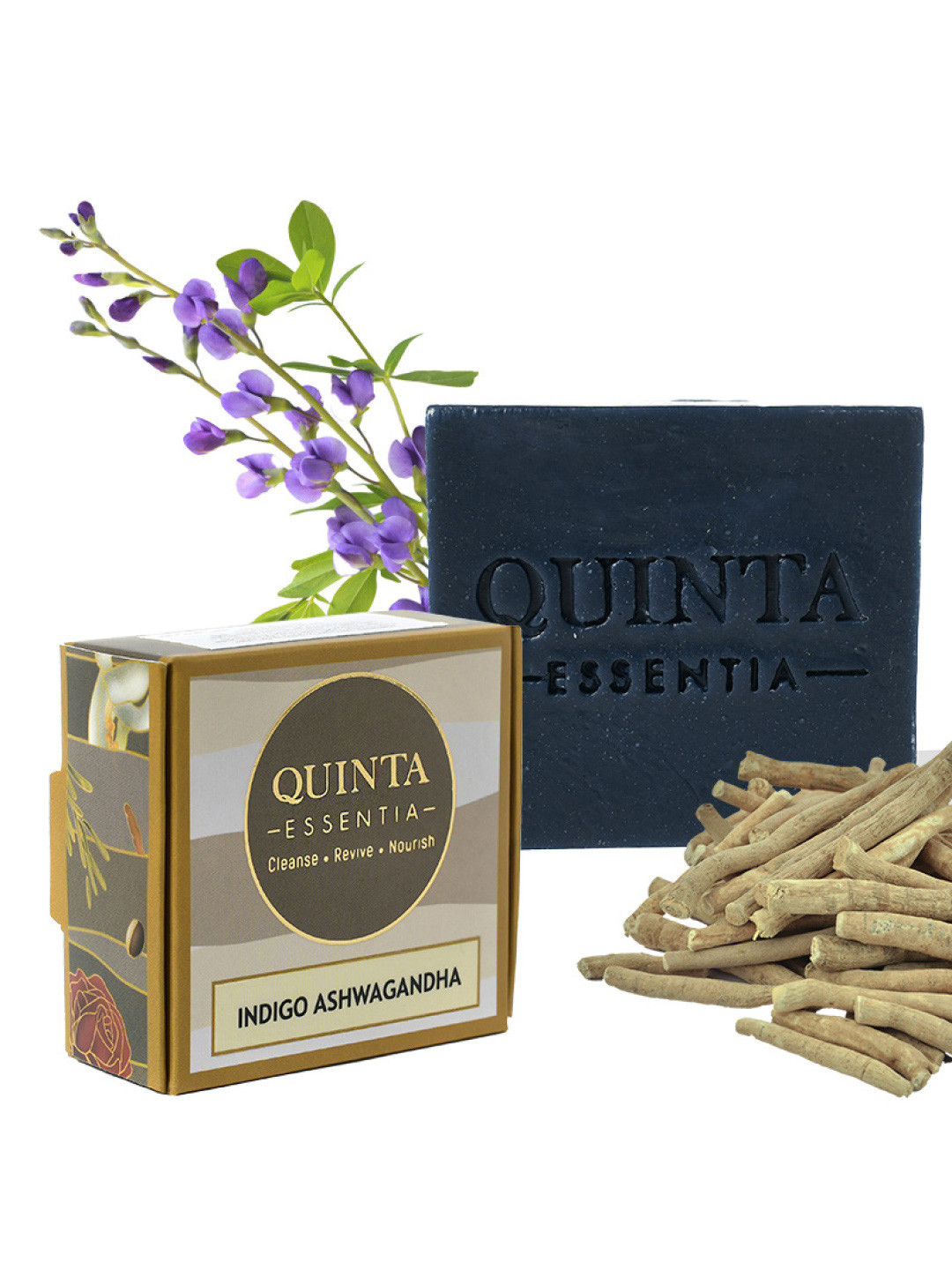 Quinta Essentia Organic Set Of 2 Organic Soap Indigo & Ashwagandha- 100 g Each