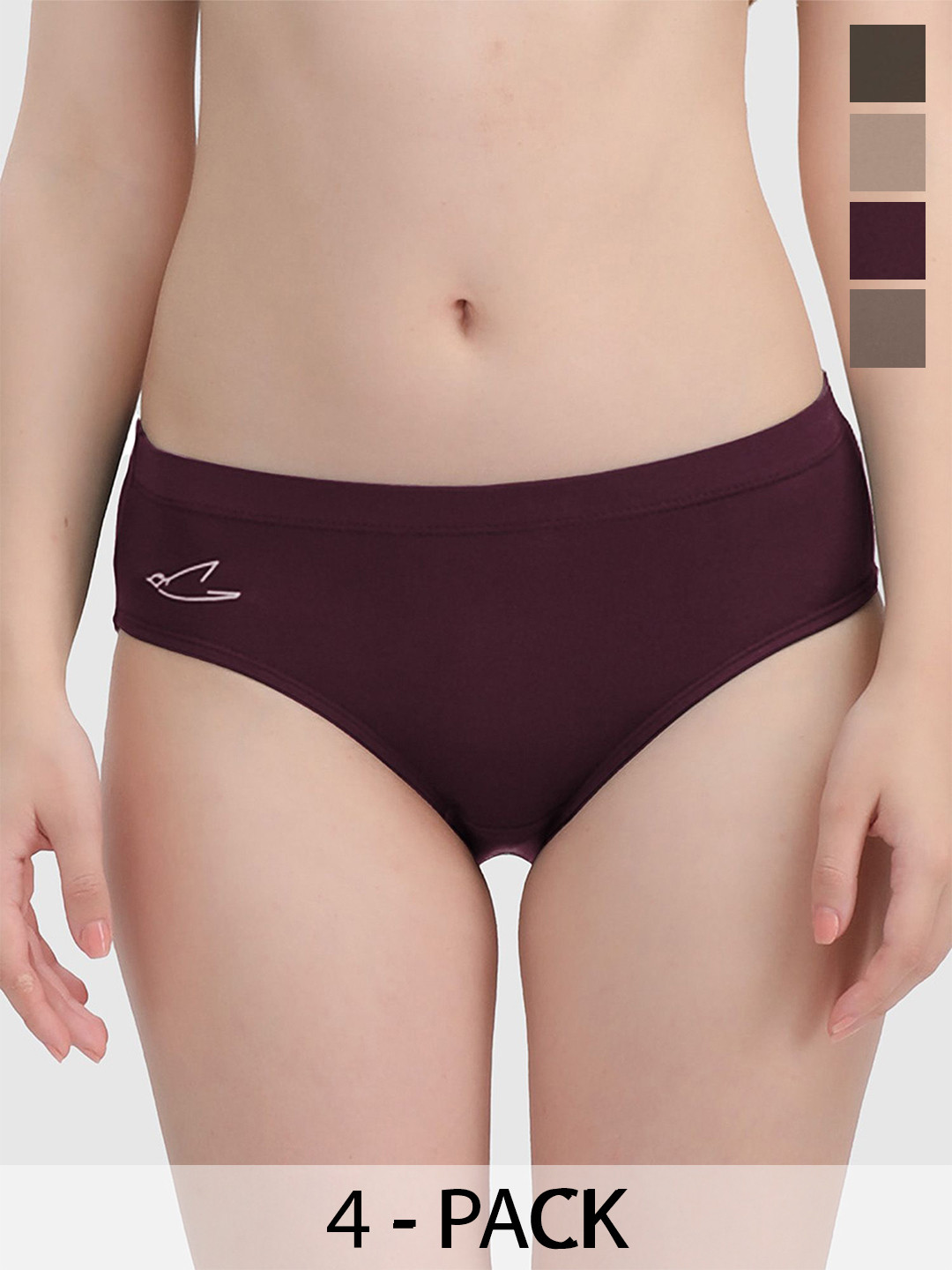 FREECULTR Women Pack of 4 Solid Modal Hipsters- FC-WMN-HPTR-PW-CLY-CFN-PKN-04_S