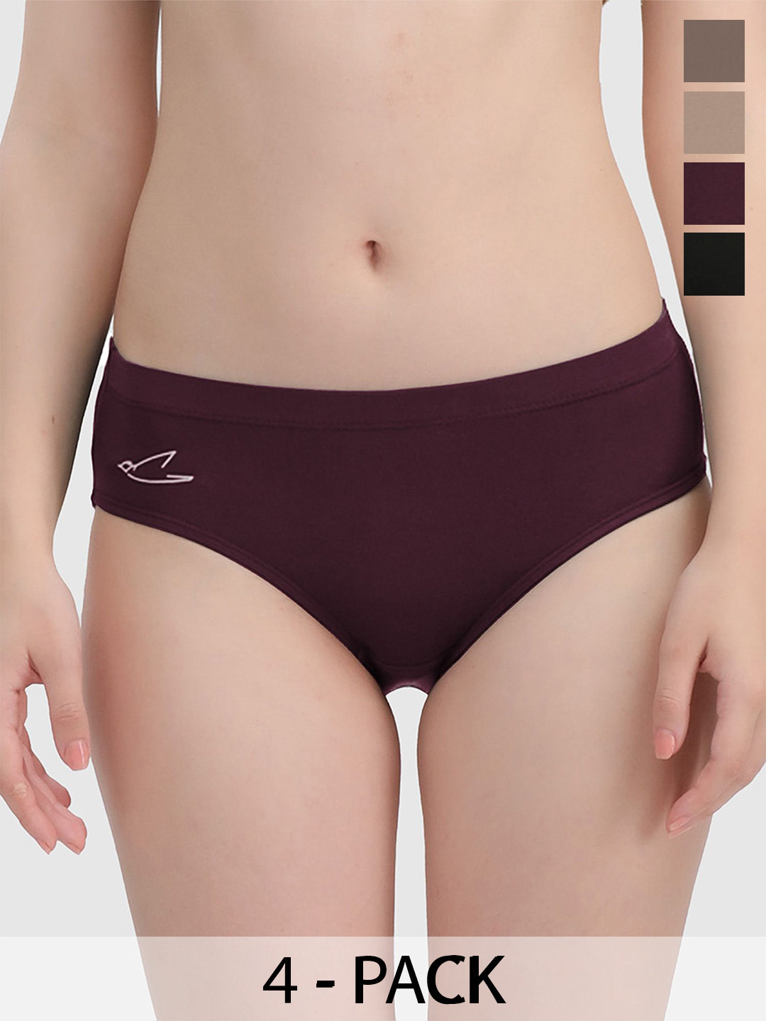 FREECULTR Women Pack of 4 Solid Modal Hipsters - FC-WMN-HPTR-PW-SAB-CLY-PKN-04_S