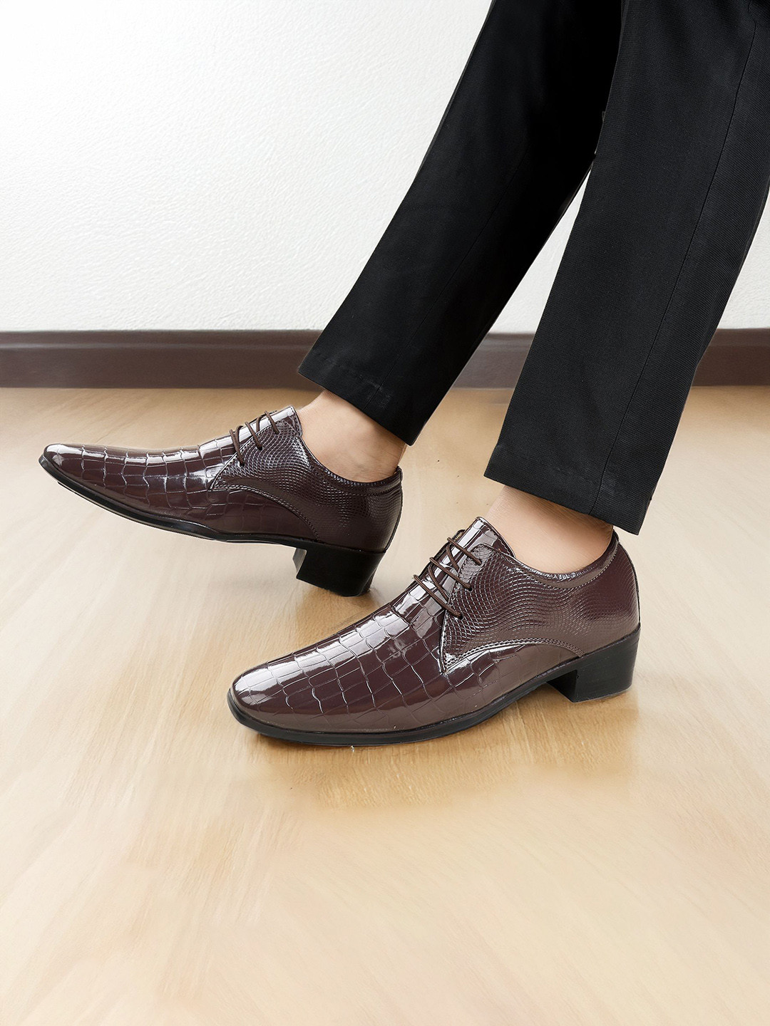 Bxxy Men 2 Inch Heel Height Increasing Formal Derby Lace-up Party Shoes
