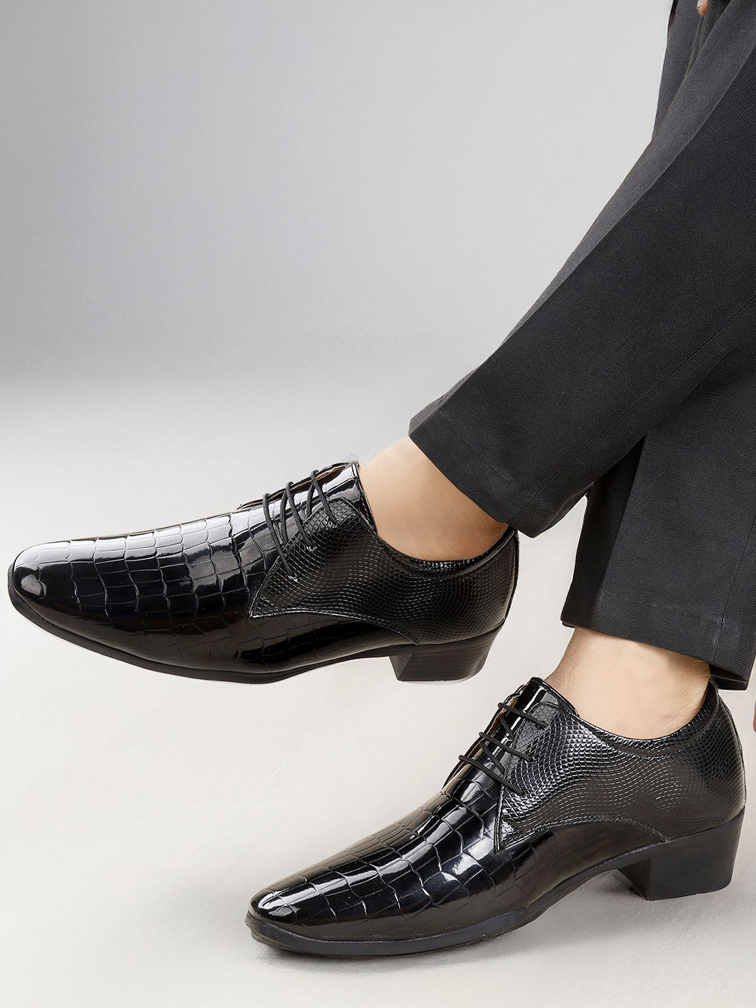 Bxxy Men 2 Inch Heel Height Increasing Formal Derby Lace-up Party Shoes