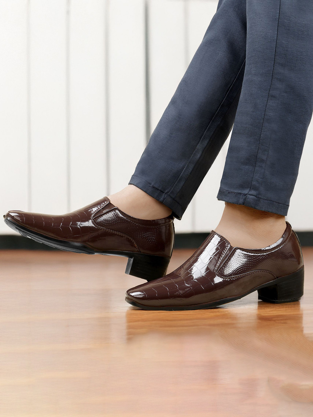 Bxxy Men 2 Inch Heel Height Increasing Formal Mocassin Slip-on Party Shoes