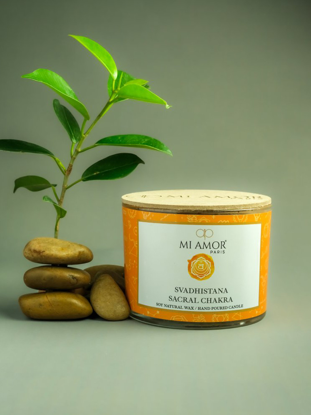 MI AMOR PARIS Sacral Chakra Lead-Free Wick 3 Wick Scented Abstract Jar Candles