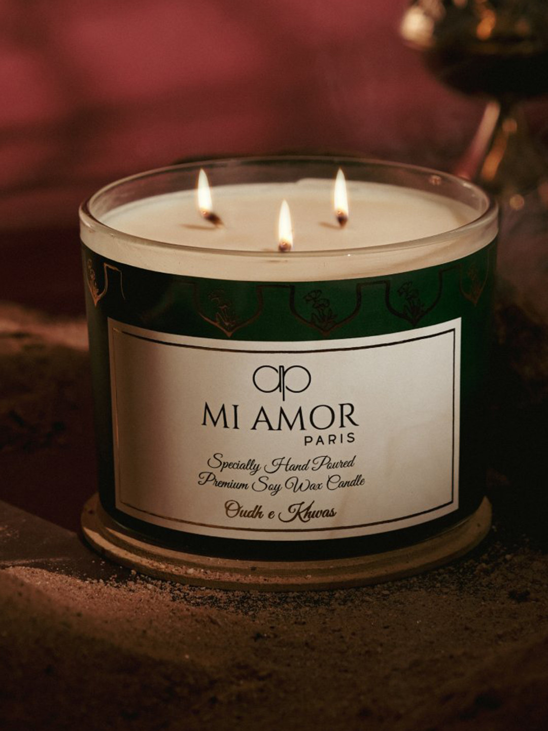 MI AMOR PARIS Oudh e khwas Lead-Free Wick 3 Wick Scented Abstract Jar Candles