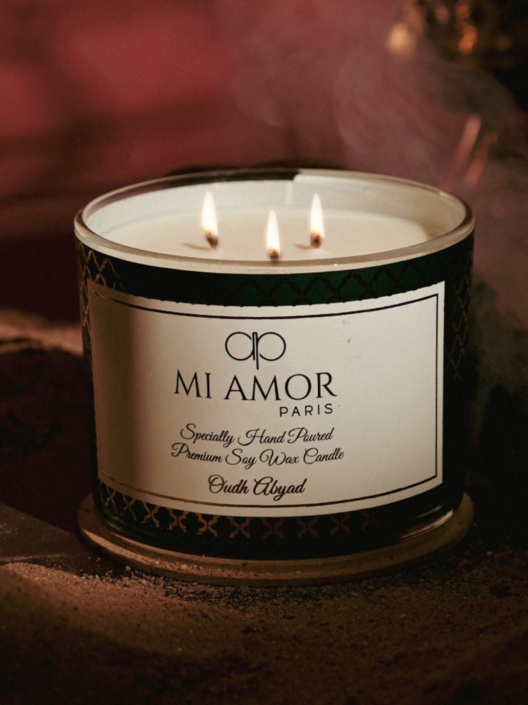 MI AMOR PARIS Oudh Abyad Lead-Free Wick 3 Wick Scented Abstract Jar Candles