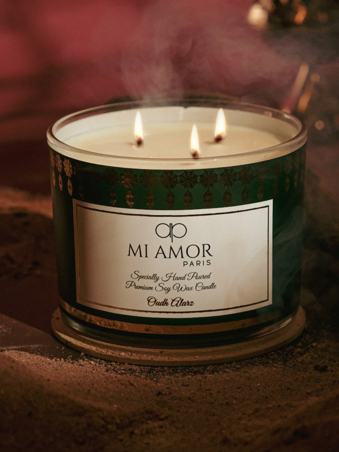 MI AMOR PARIS Oudh Alarz Lead-Free Wick 3 Wick Scented Abstract Jar Candles