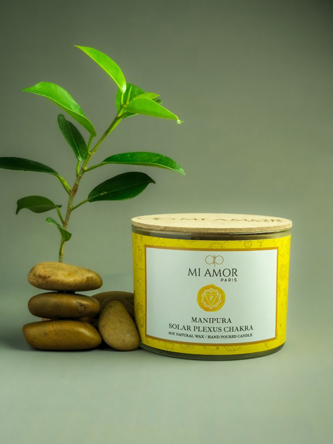 MI AMOR PARIS Solar Plexus Chakra Lead-Free Wick 3 Wick Scented Abstract Jar Candles