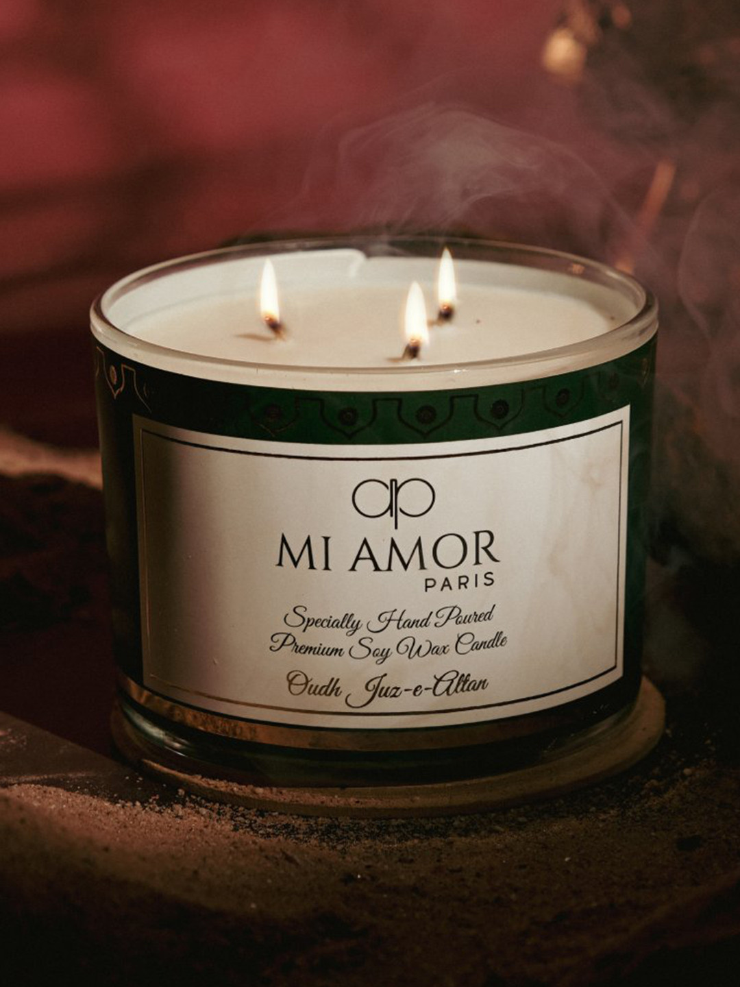 MI AMOR PARIS Oudh Juz e Altan Lead-Free Wick 3 Wick Scented Abstract Jar Candles