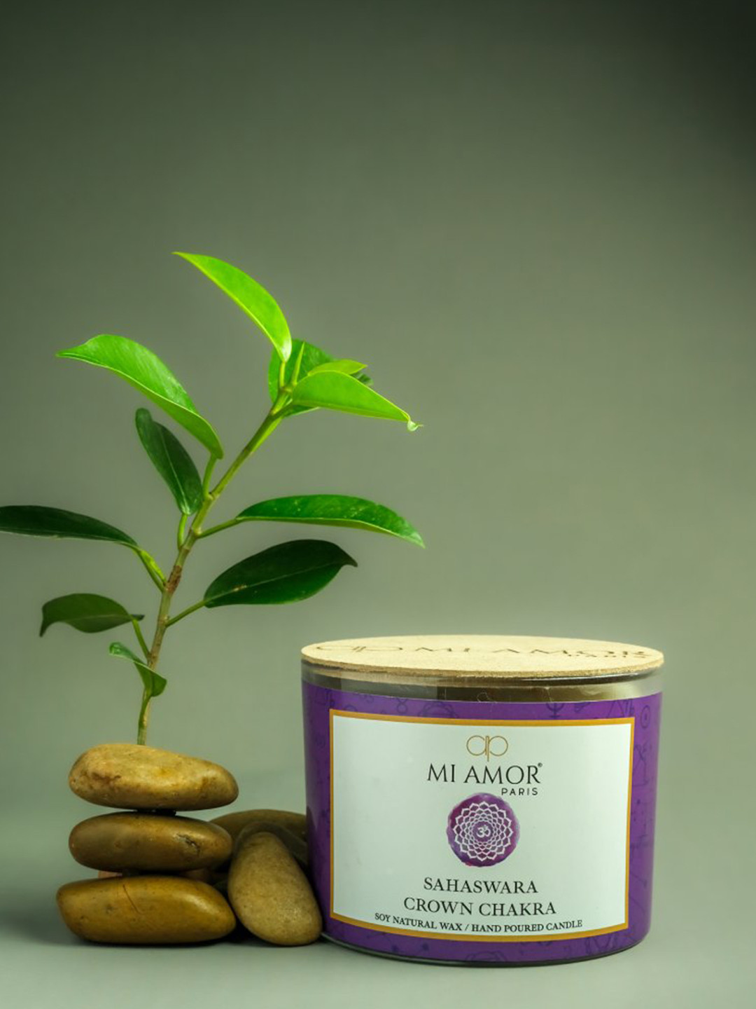 MI AMOR PARIS Crown Chakra Scented 3 Wick Scented Abstract Geometric Regular Jar Candles