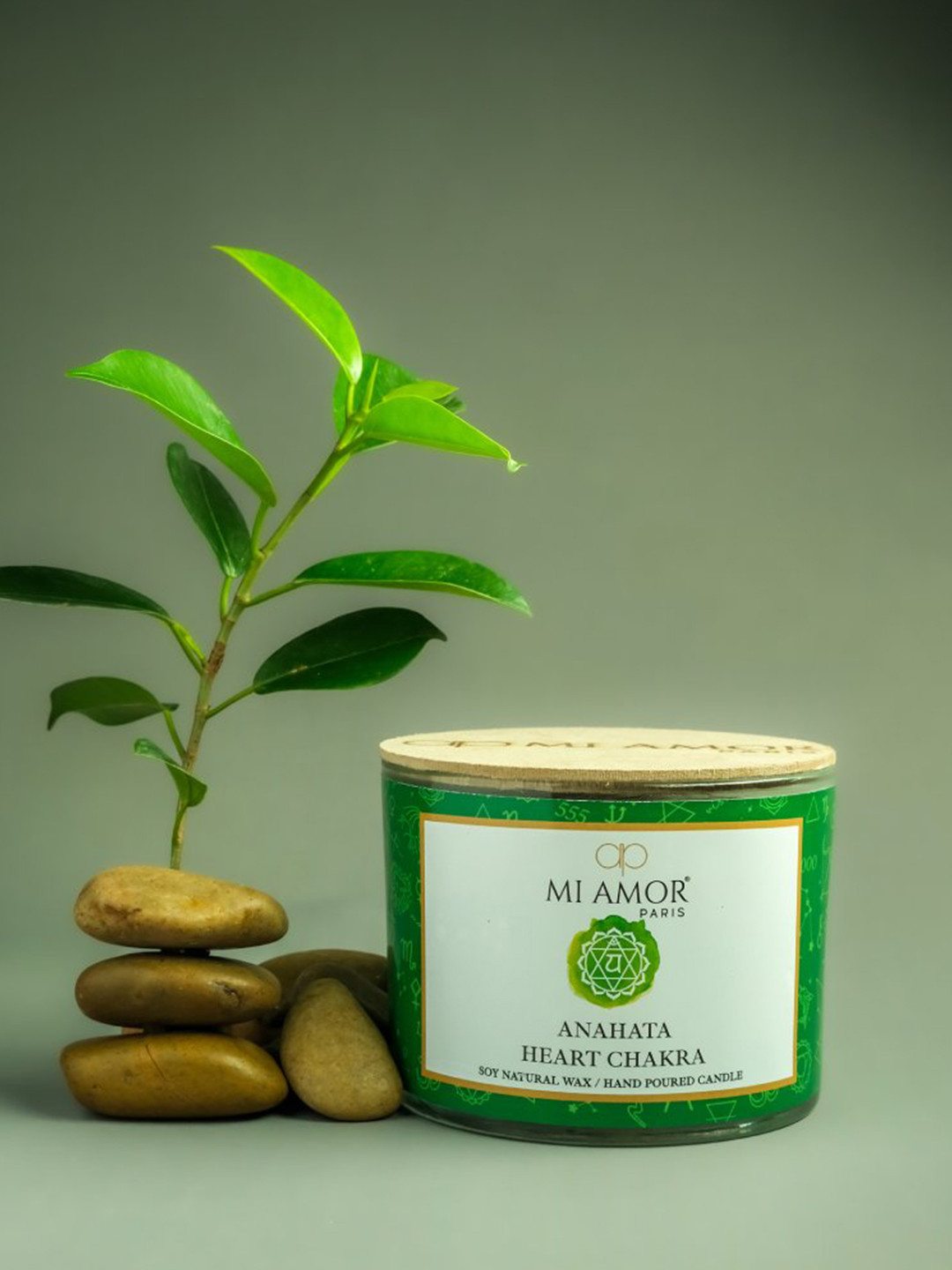 MI AMOR PARIS Heart Chakra Scented 3 Wick Scented Abstract Geometric Regular Jar Candles