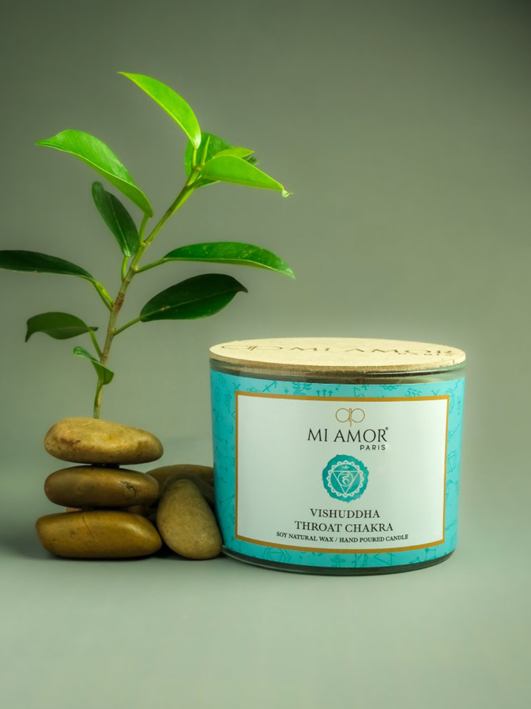 MI AMOR PARIS Throat Chakra Scented 3 Wick Scented Abstract Geometric Regular Jar Candles