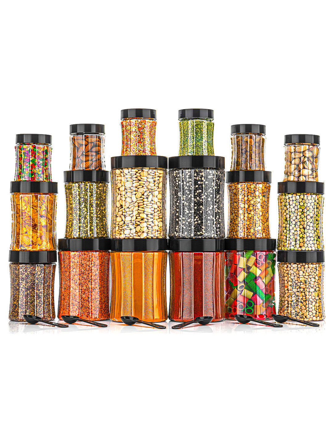 Tex-Ro Transparent Plastic Air Tight 8 Piece Screw Top Canister