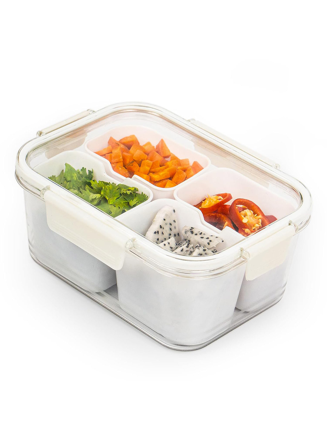 Tex-Ro White Plastic Easy To Clean Clip-On Fridge Container