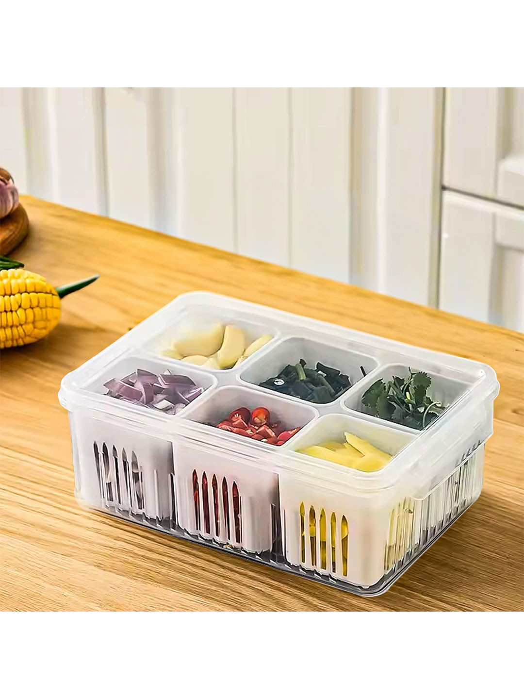 Tex-Ro Transparent Plastic Easy To Clean Clip-On Fridge Container