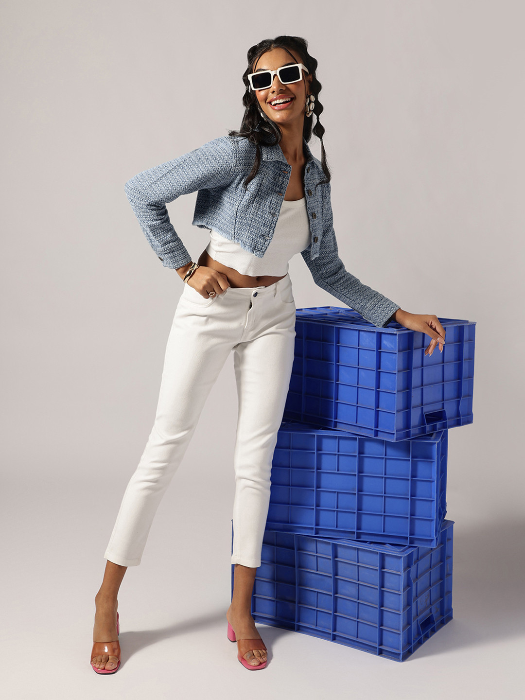 Belliskey Women Crop Denim Jacket with Embroidered