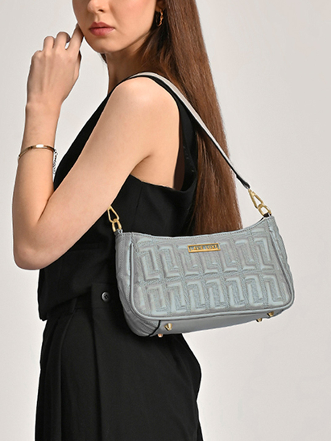 LAVIE LUXE Women Textured Baguette Quilted Pattern Shoulder Bag