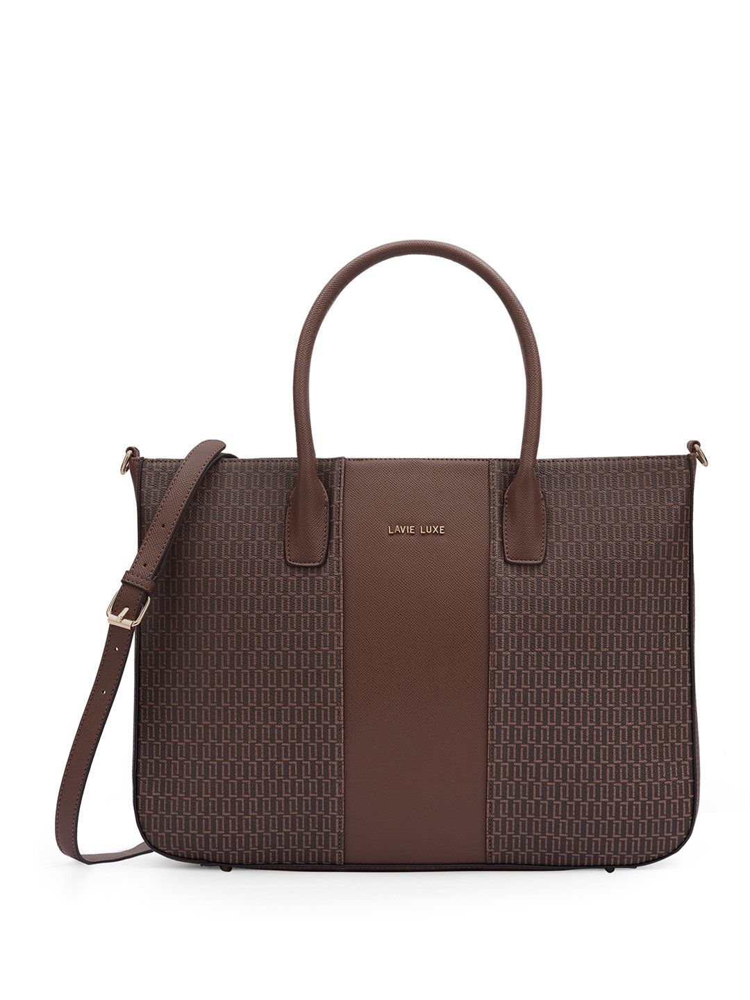 LAVIE LUXE Women Textured Monogram Printed Structured Shoulder Bag