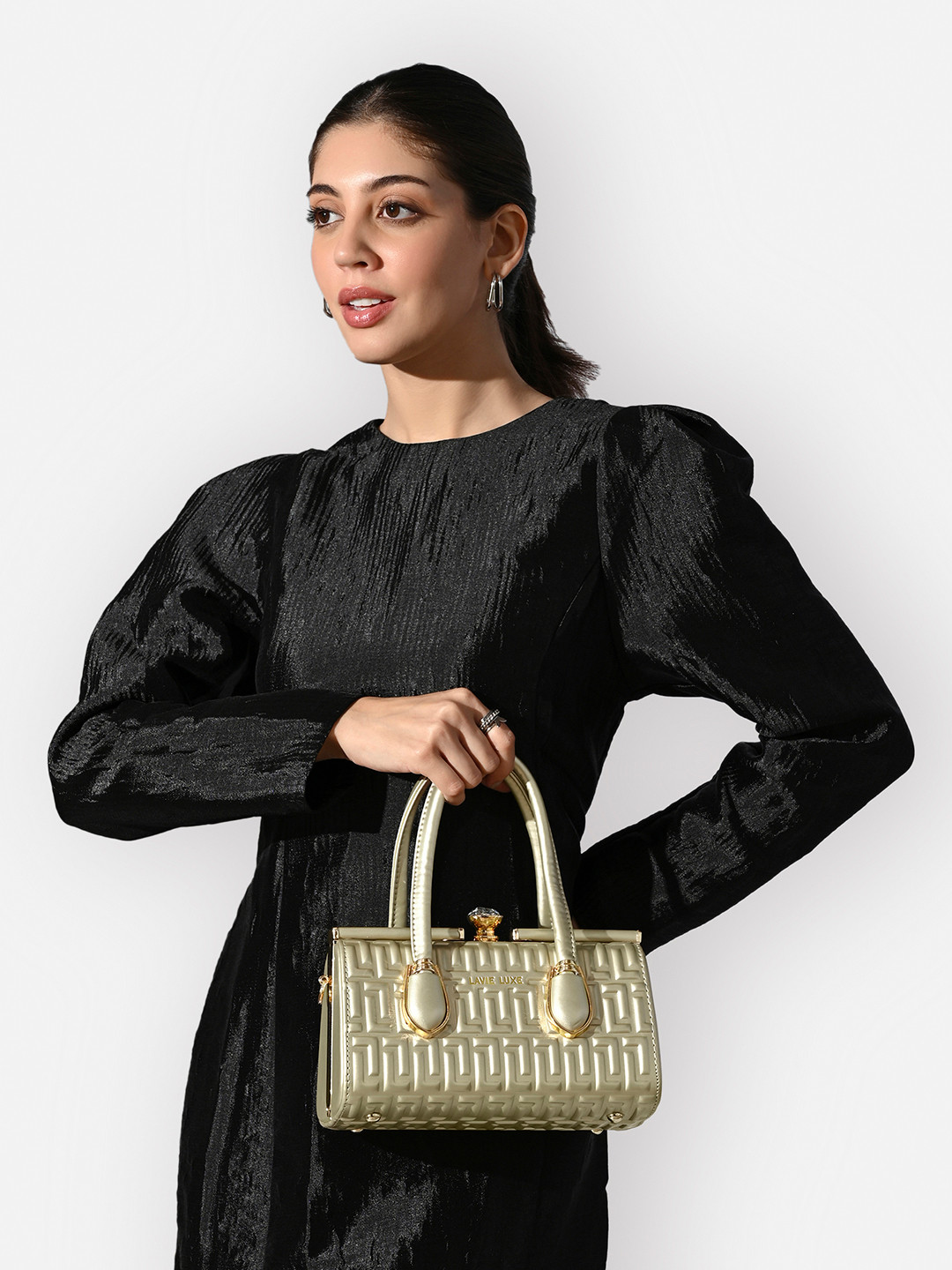LAVIE LUXE Women Emboss Textured Baguette Satchel Bag