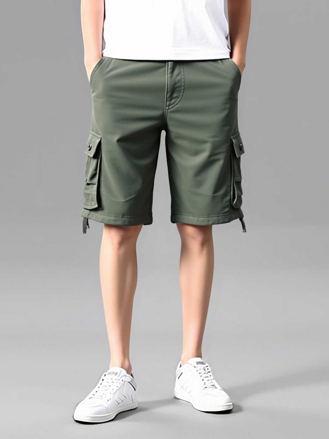 HERE&NOW Men Solid Cargo Shorts