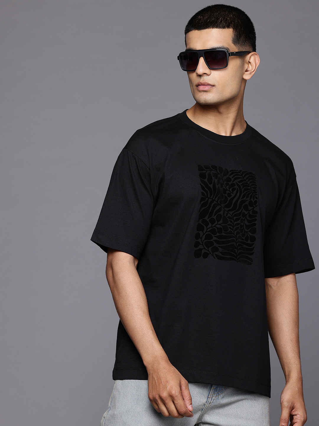 Allen Solly Abstract Design Oversize Pure Cotton T-shirt