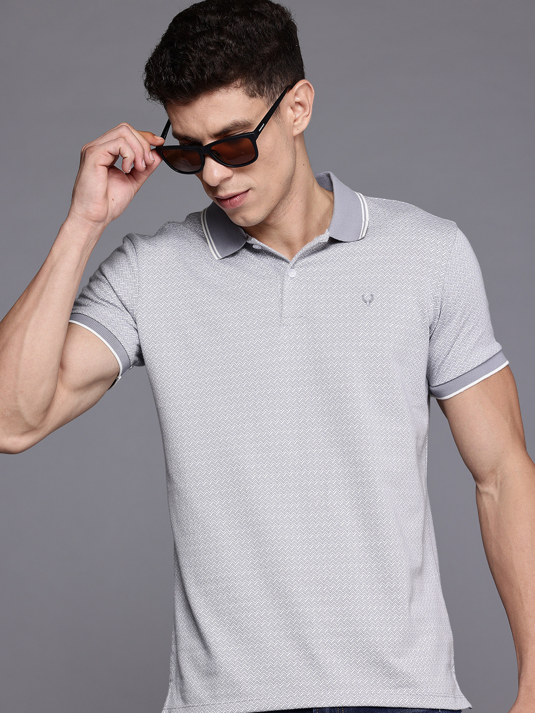 Allen Solly Polo Collar Chevron Woven Design T-shirt