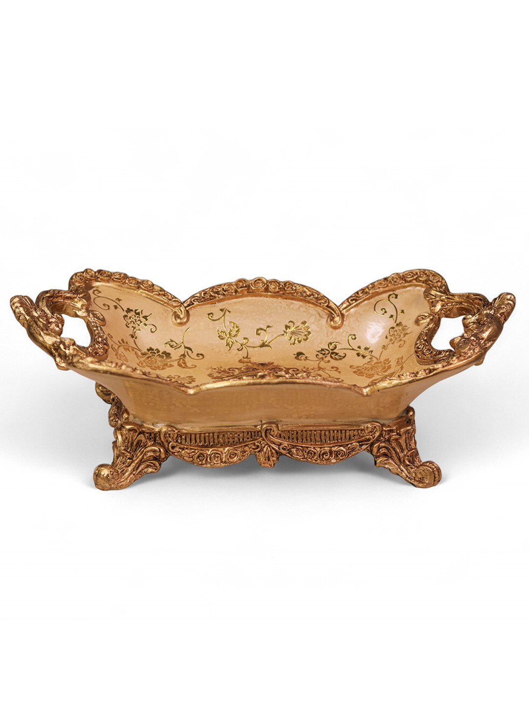 DECOR BAE Flower Printed Fruit Bowl Antique Storage Bowl