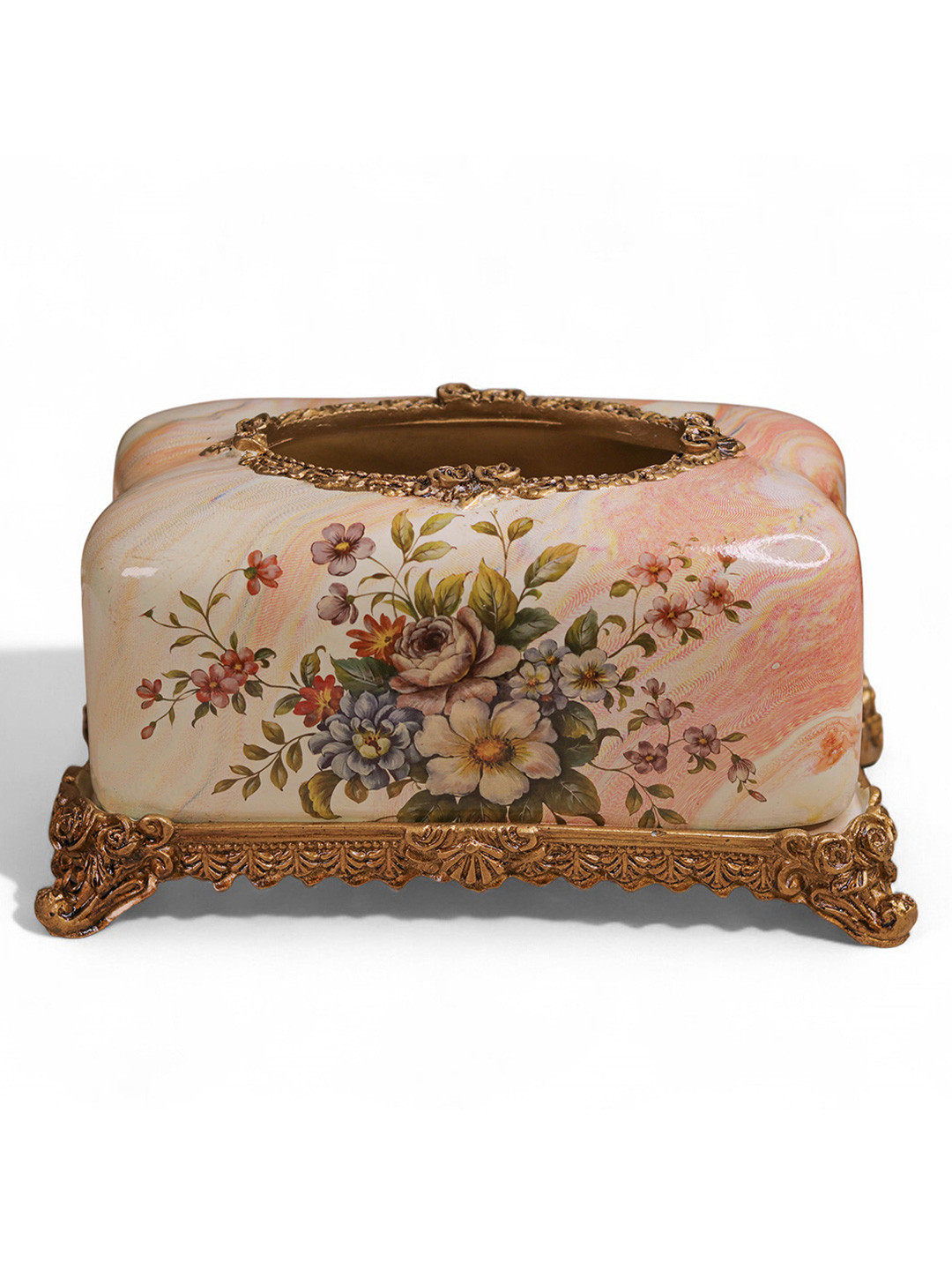 DECOR BAE Flower Print Tissue Holder Antique Tissue Holder