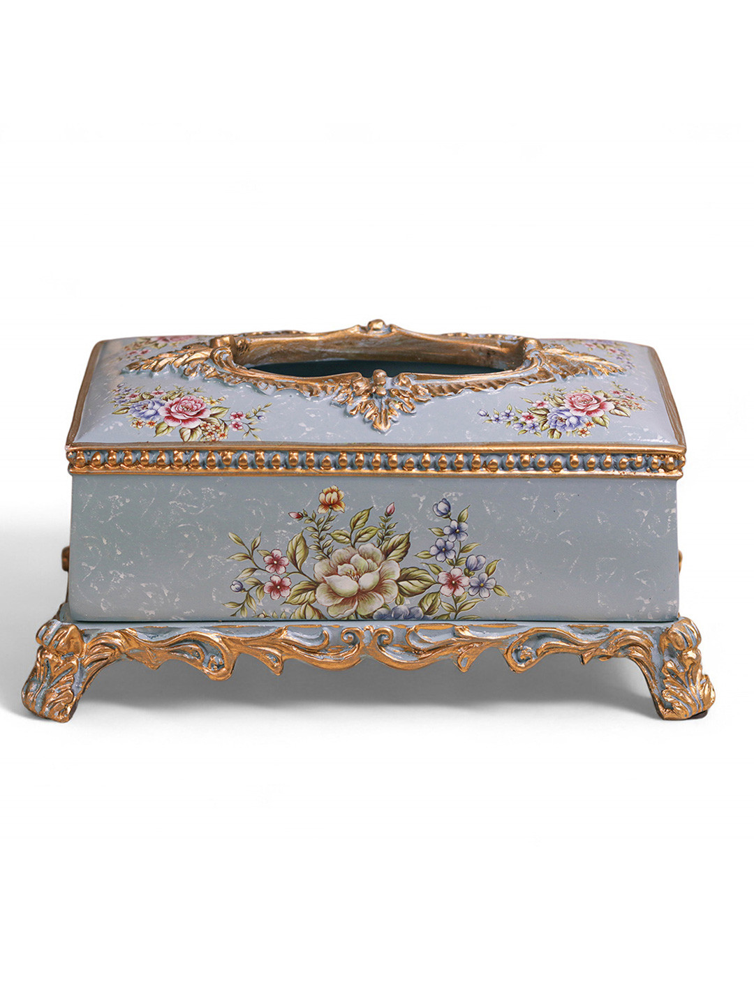 DECOR BAE Flower Printed Antique Premium Tissue Holder