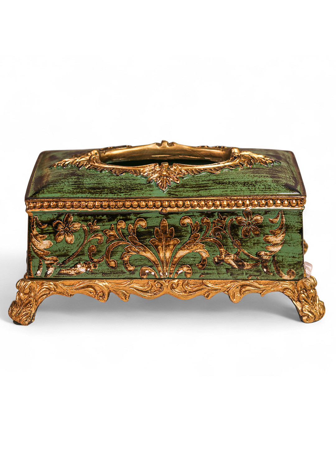 DECOR BAE Flower Print Tissue Holder Antique Tissue Holder