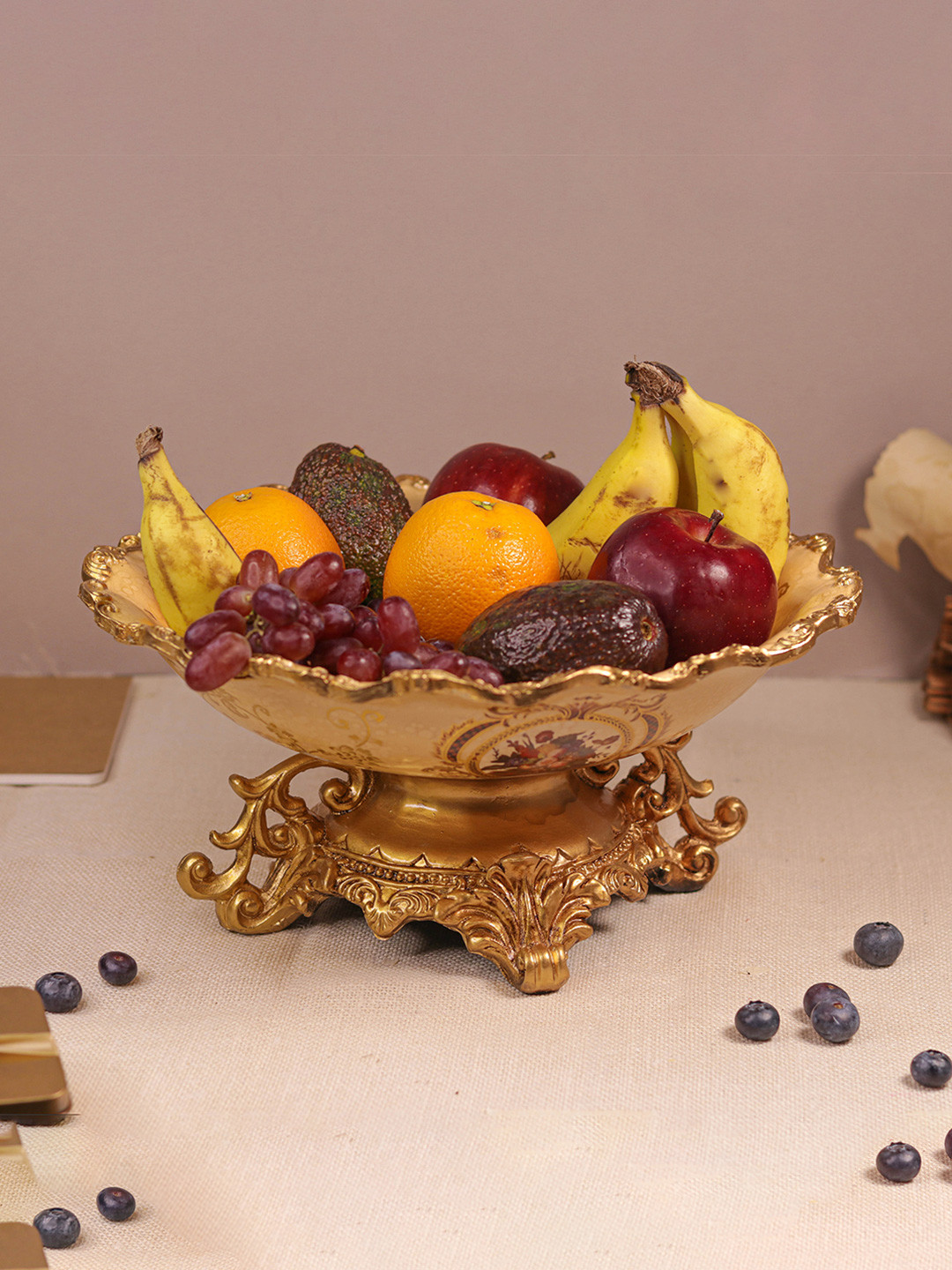 DECOR BAE Flower Printed Fruit Bowl Antique Premium Storage Bowl