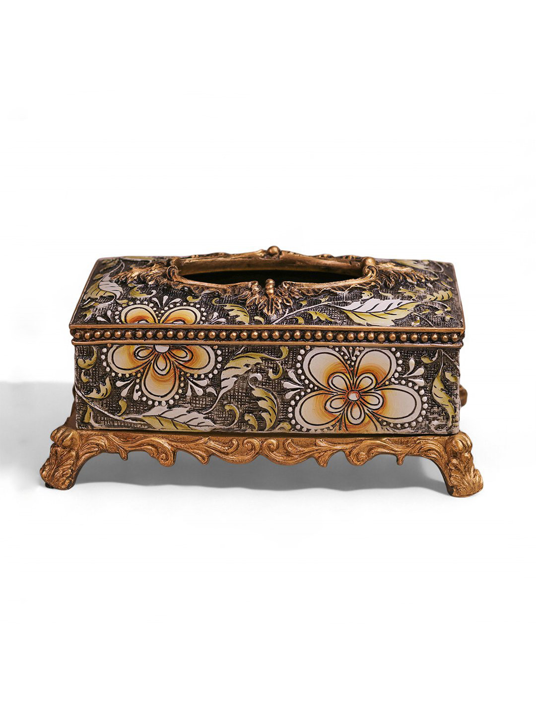DECOR BAE Flower Printed Antique Premium Tissue Holder