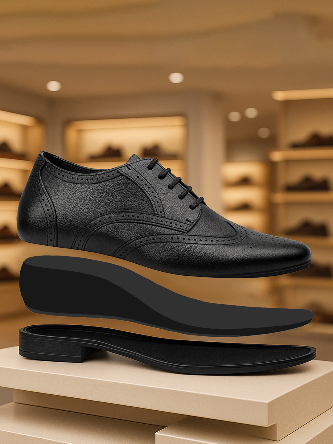 Bxxy Men 762 Cm Hidden Height Increasing Formal Full Brogue Lace-up Oxford Shoes