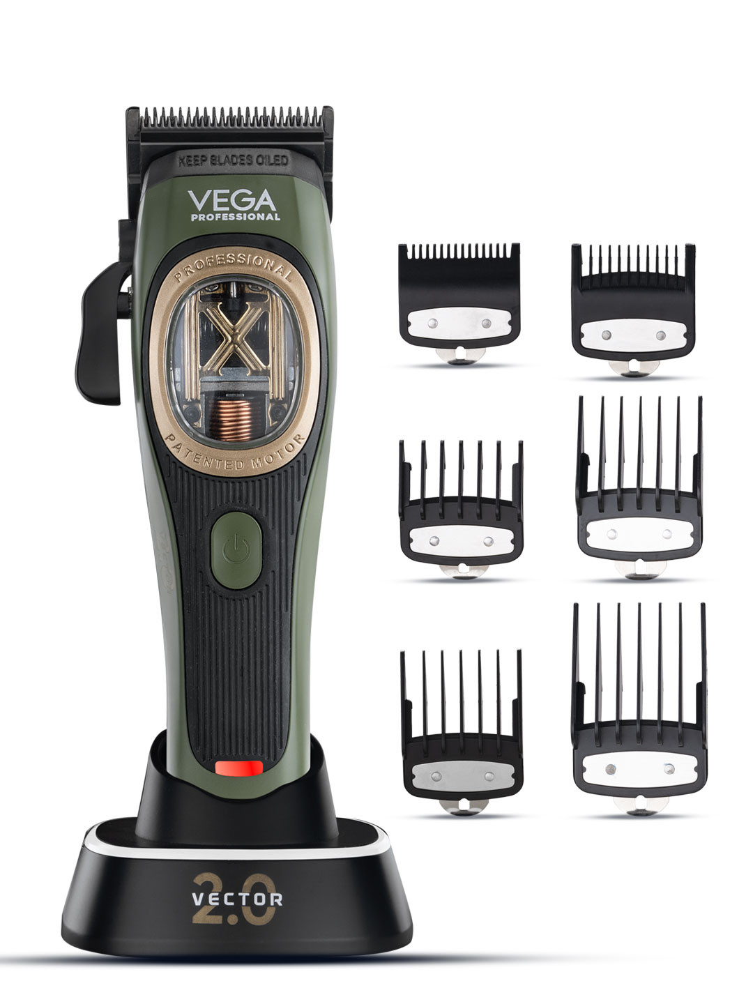 VEGA PROFESSIONAL VPPHC-12 Vector 2.0 Cordless Hair Clipper with 150 Min Runtime - Green