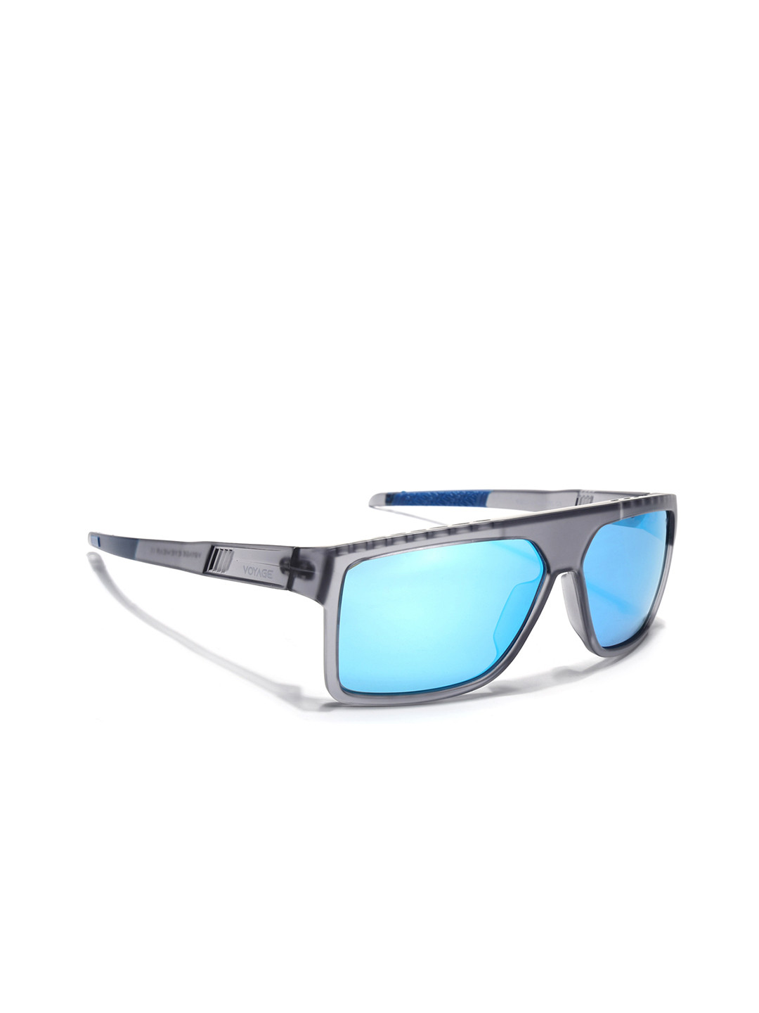 Voyage Wayfarer Polarized Sunglasses for Unisex (Blue Lens | Matt Grey Frame - PMG6806)